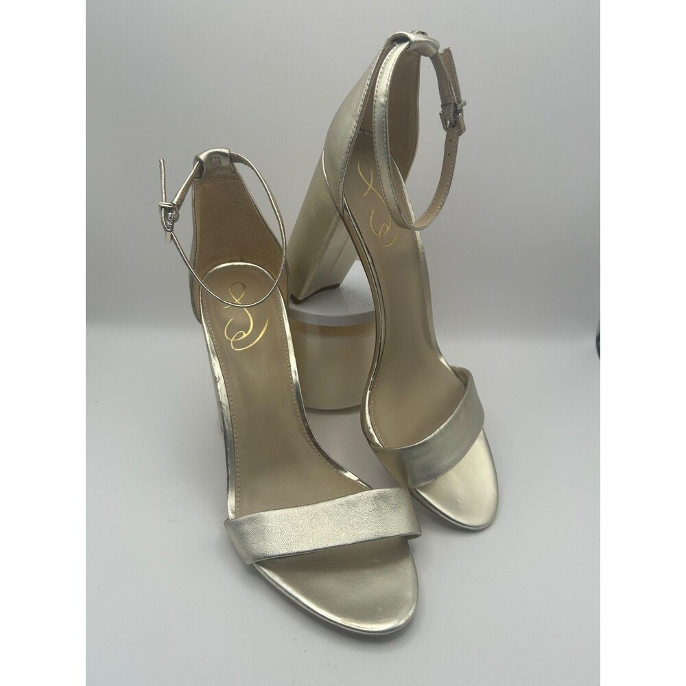 Sam Edelman Yaro Women's Heels Sandals Gold Leather Size 10 Ankle Strap